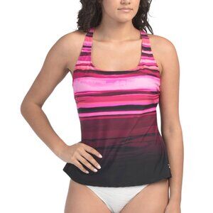 REEBOK Black Racerback Tankini Swim Top